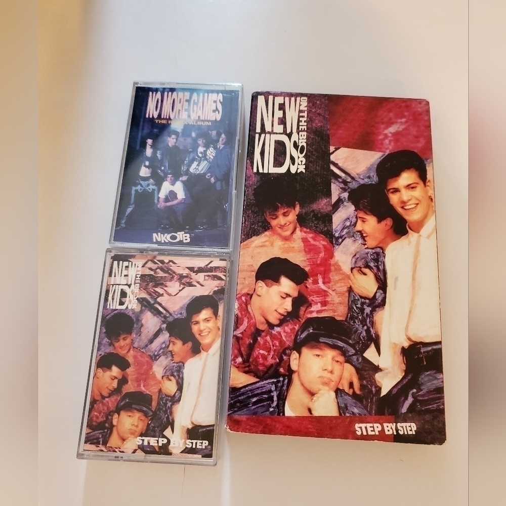 New Kids on the Block Cassettes and VHS step by step no more games